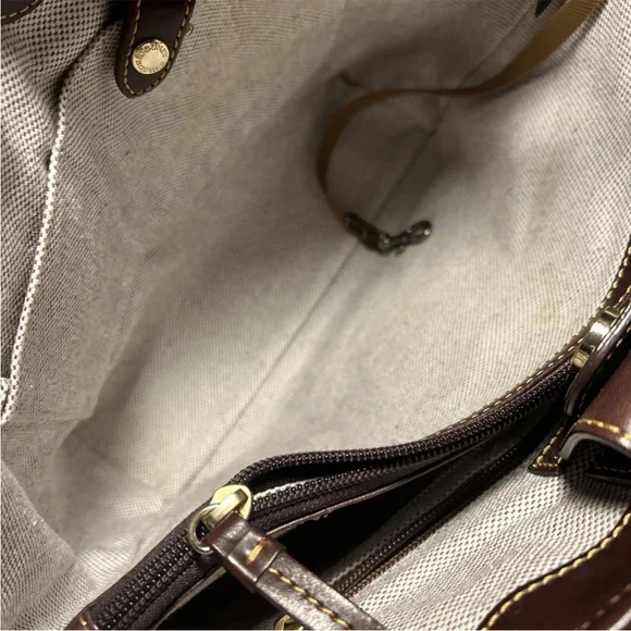 Dooney & Bourke Leather & Python Snakeskin Style Brown & Orange Shoulder Bag - Picture 16 of 16